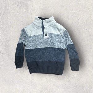 Cozy Kids' Blue and Gray Striped Sweater